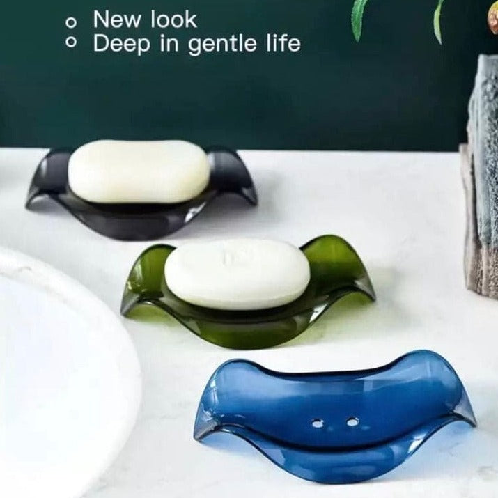 Transparent Wave Shaped Soap Holder With Drain, Creative Soap Dish Holder Transparent Wave Shaped Soap Holder With Drain, Creative Soap Dish Holder